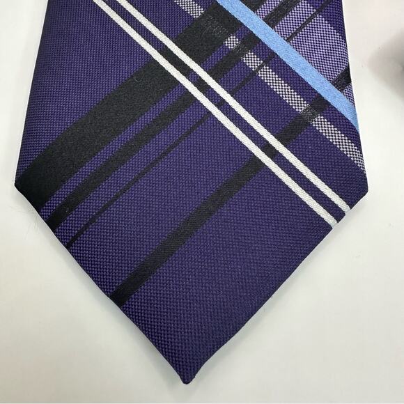 Van Heusen 100% Silk FLEXTIE Neck tie NWT NEW Purple Plaid Classic Work Career - Picture 1 of 13